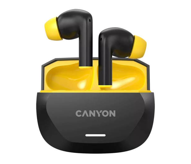CANYON Słuchawki dokanałowe HEXAGON 7 TWS ANC+ENC Qi Czarno - Żółte - 1348432 - zdjęcie